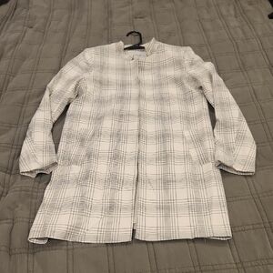 Chic Carolina Belle White and Black Plaid Pea Coat Size M, New Without Tags!